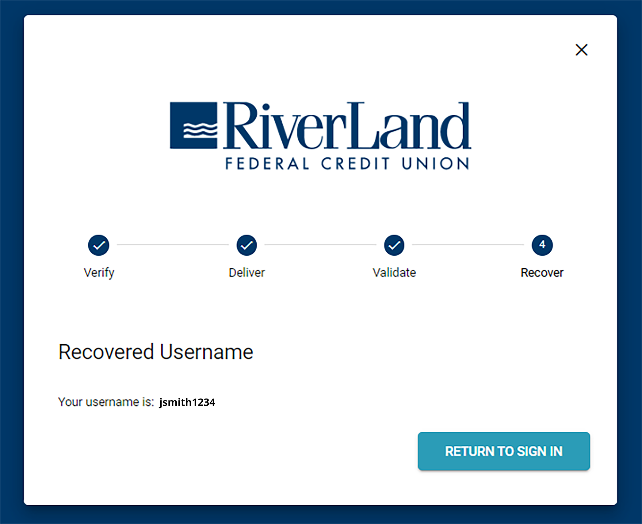 recovered username